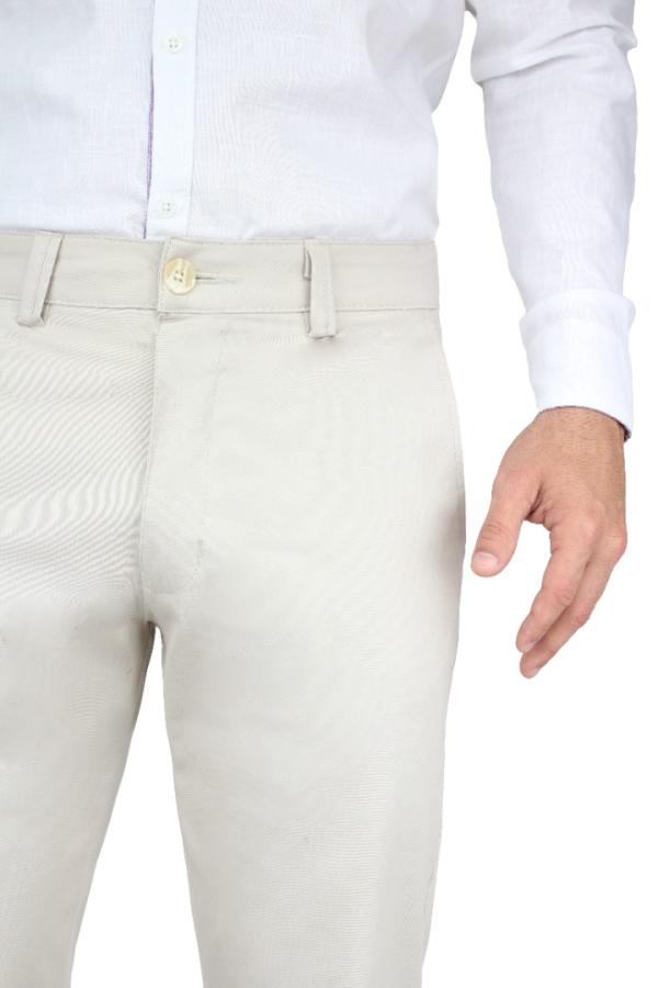 Pantalón De Vestir Con Bolsas Color Arena Regular Stretch Para Hombre